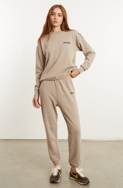 Khaki Fleece Tiny Logo Sweatshirt