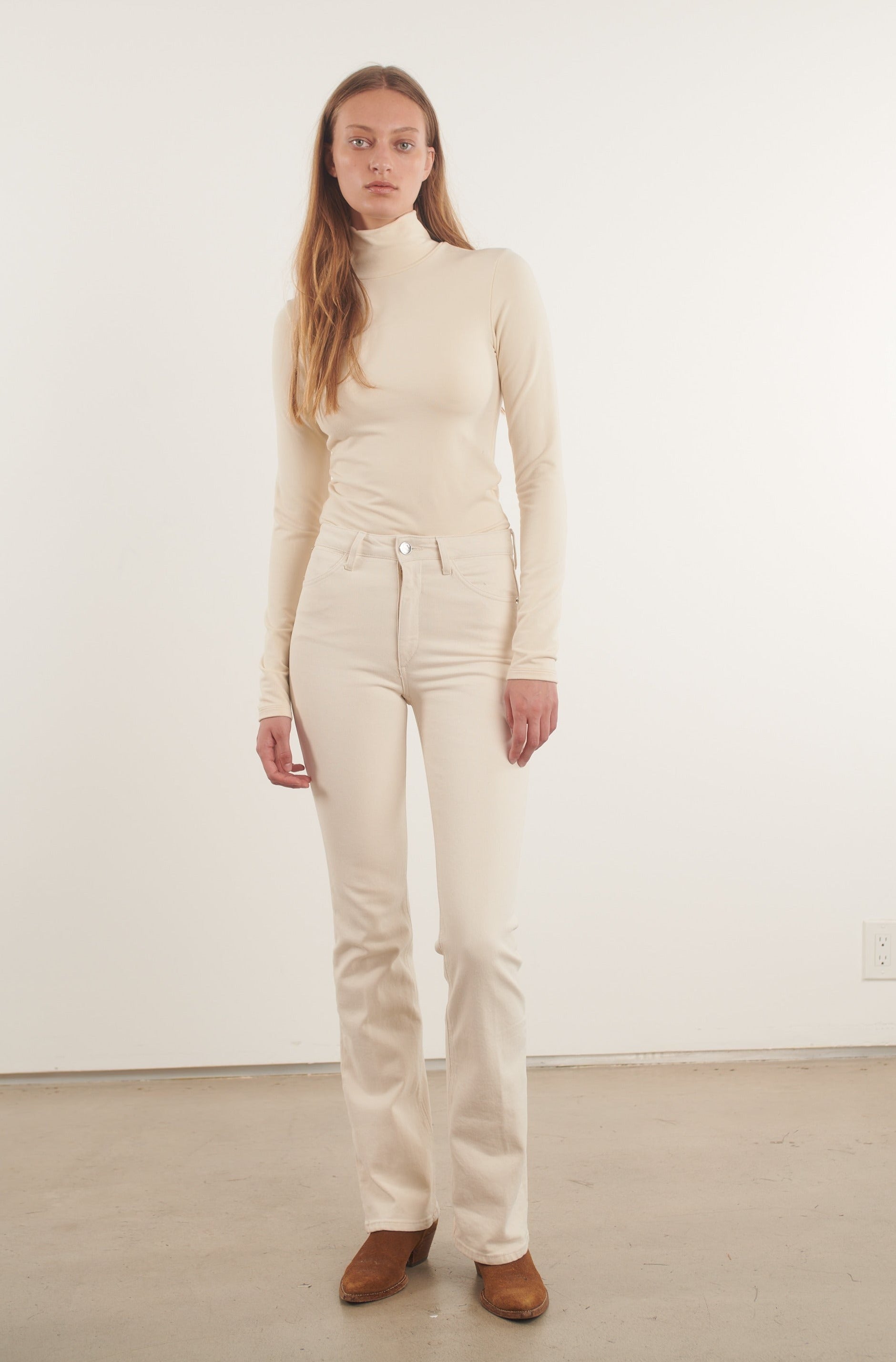 Earhart Off White Micro Flare Denim
