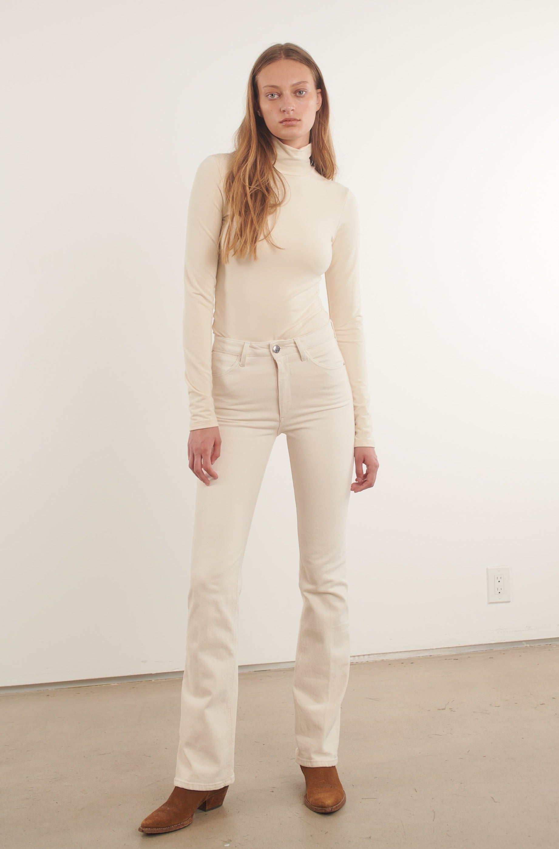 Earhart Off White Micro Flare Denim