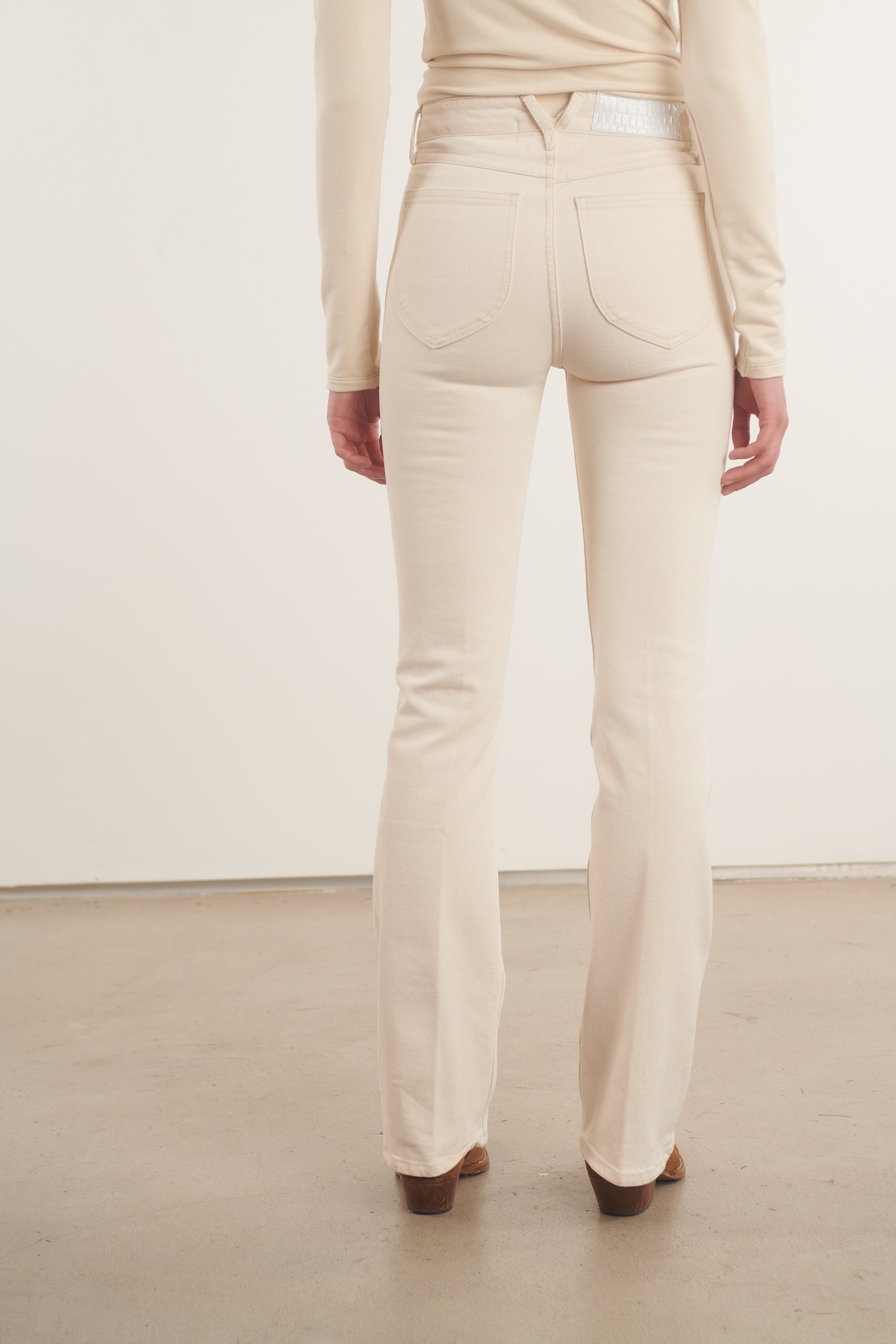 Earhart Off White Micro Flare Denim