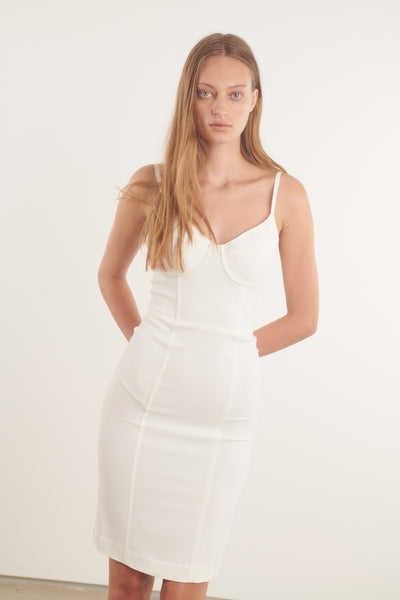 White Crepe Bustier Dress