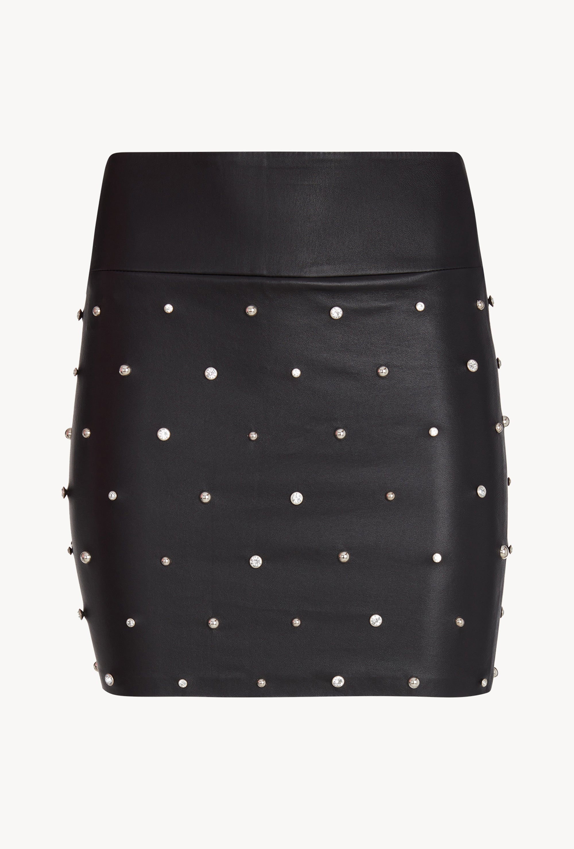 Rhinestone Studded Leather Mini Skirt