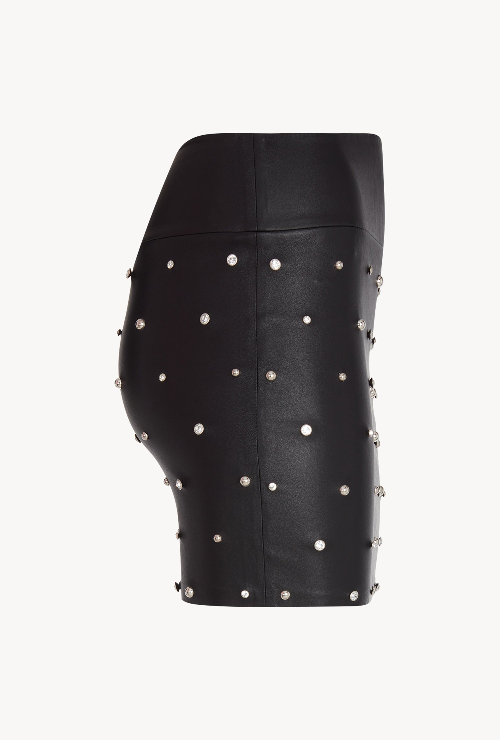 Rhinestone Studded Leather Mini Skirt