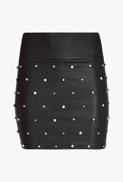 Rhinestone Studded Leather Mini Skirt