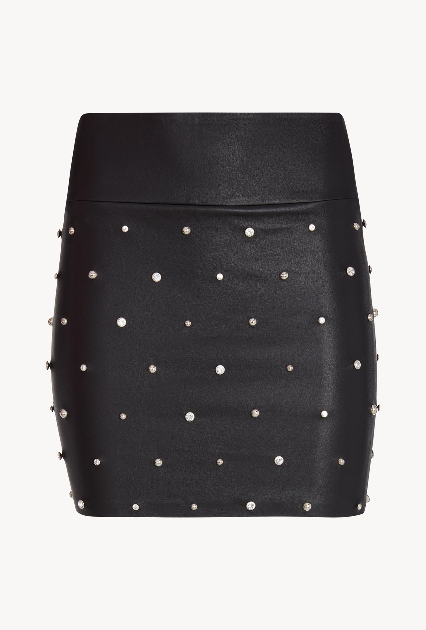 Rhinestone Studded Leather Mini Skirt