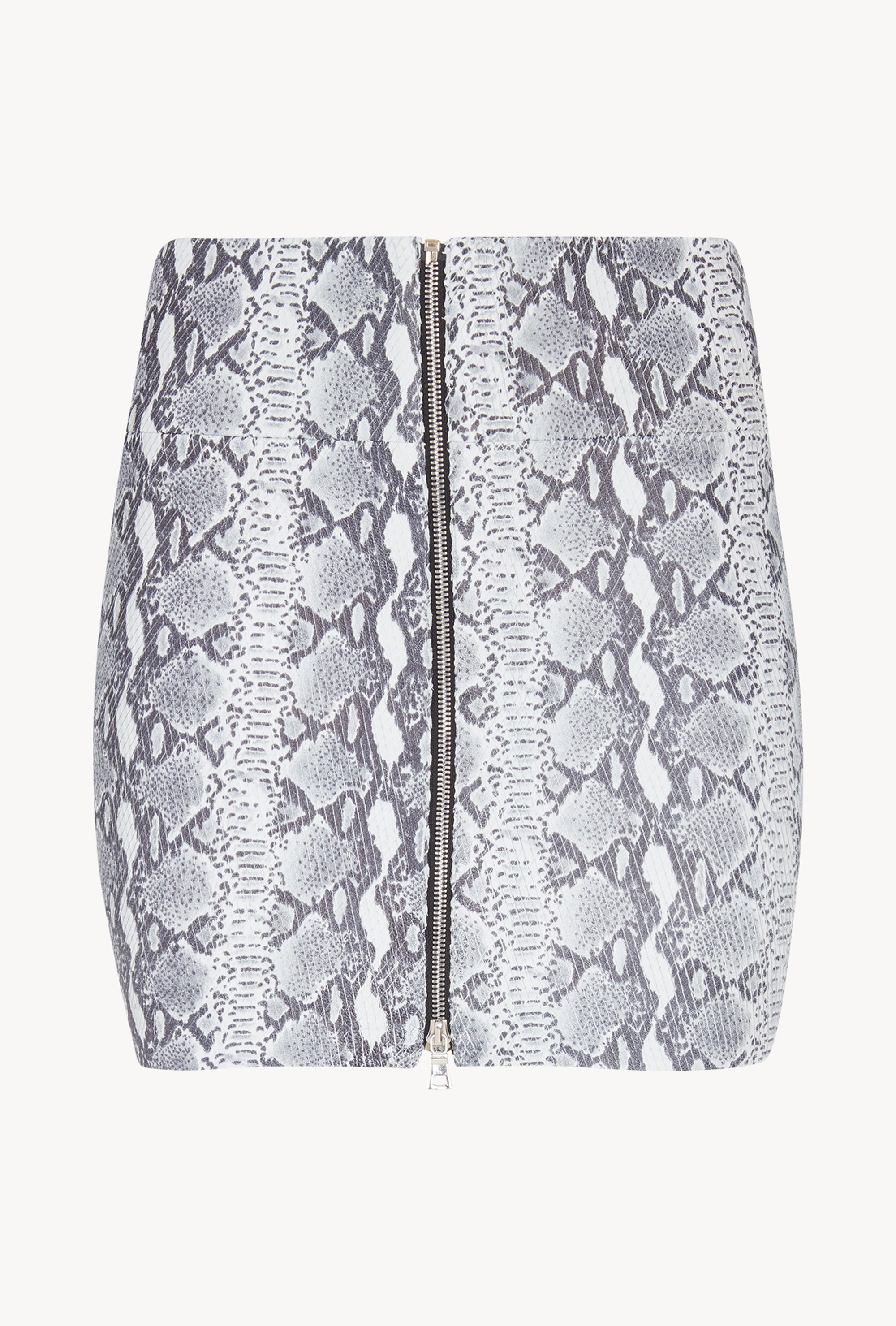 Grey Snakeskin Leather Mini Skirt