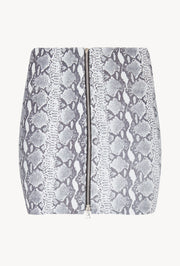 Grey Snakeskin Leather Mini Skirt