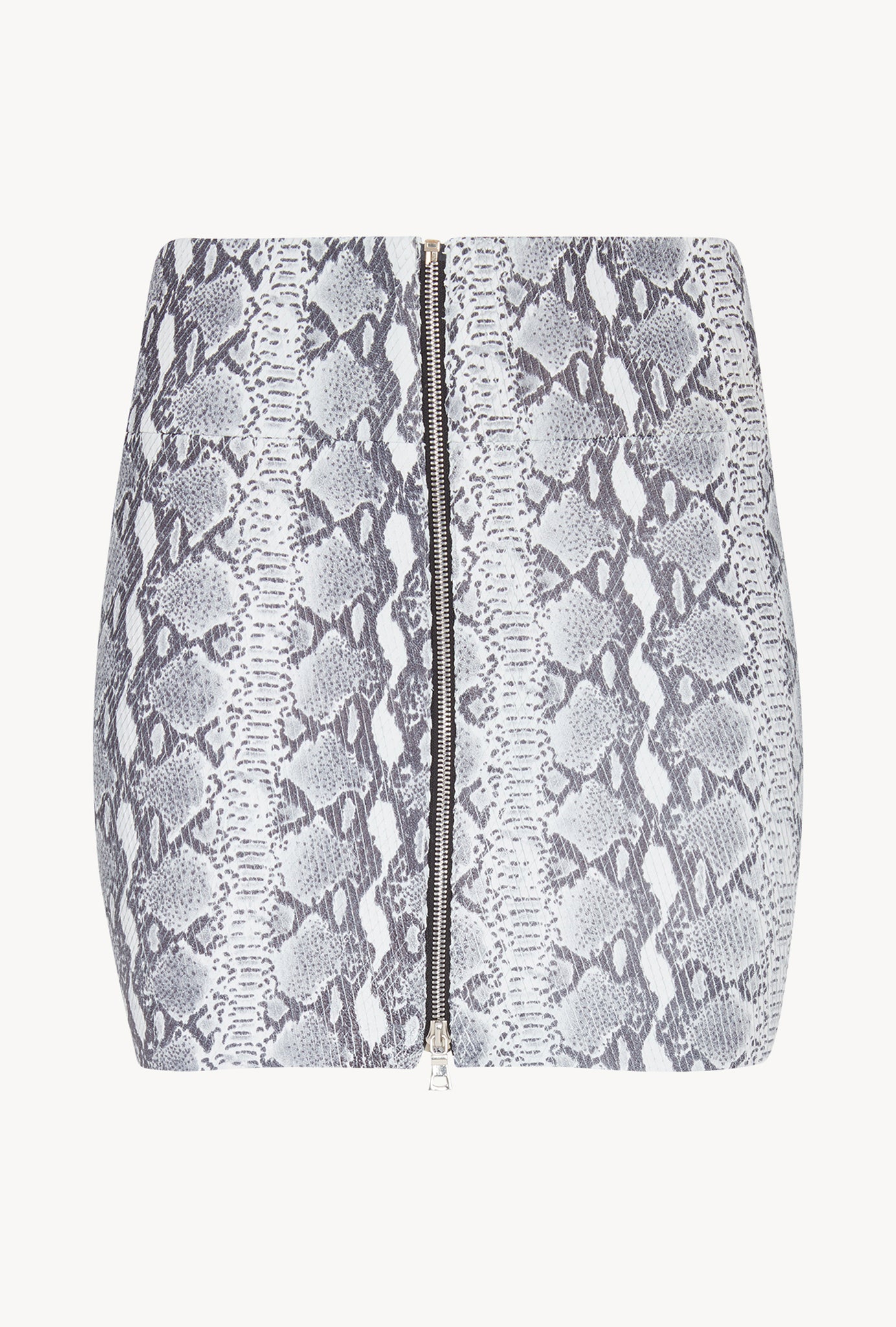 Grey Snakeskin Leather Mini Skirt