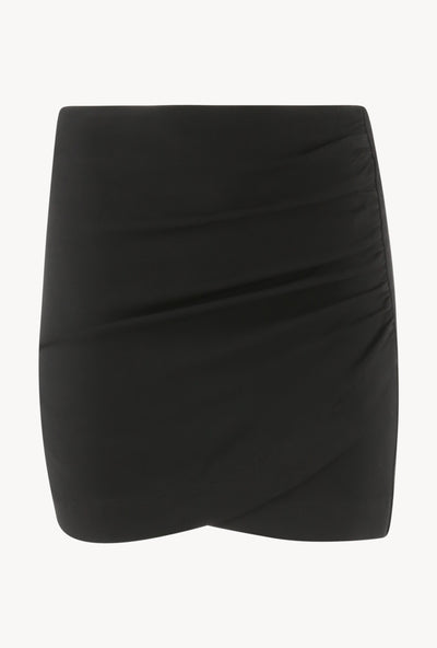 Black Crepe Wrap Mini Skirt
