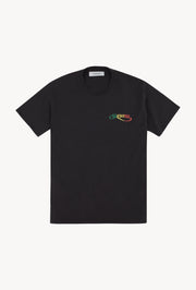 Faded Black Cotton Script Logo Tee