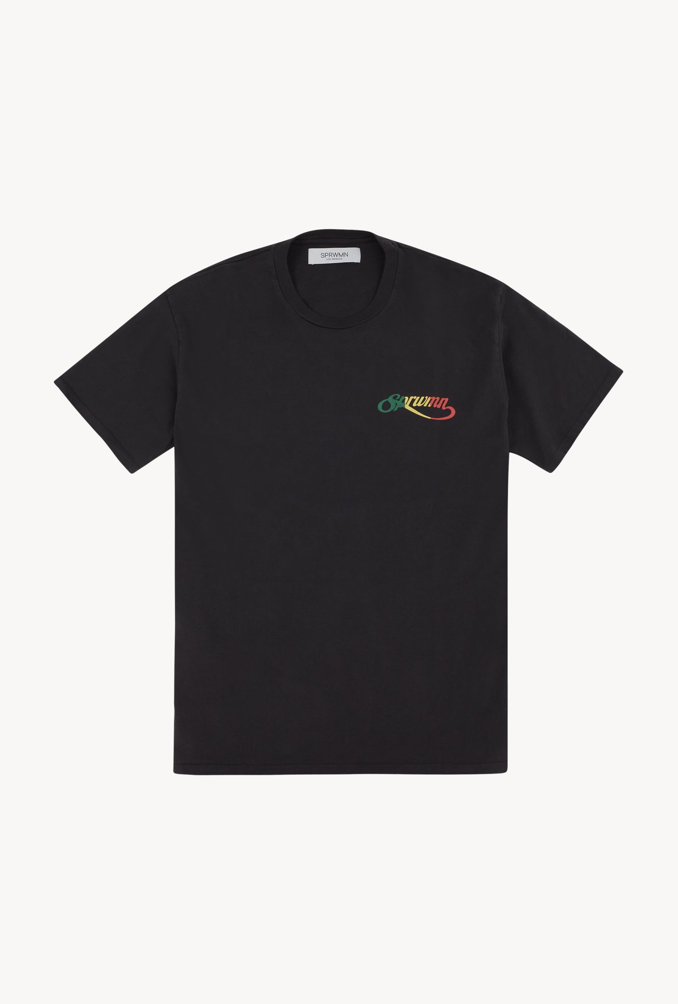 Faded Black Cotton Script Logo Tee