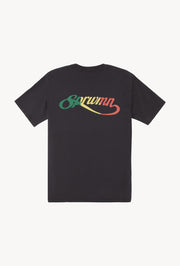 Faded Black Cotton Script Logo Tee