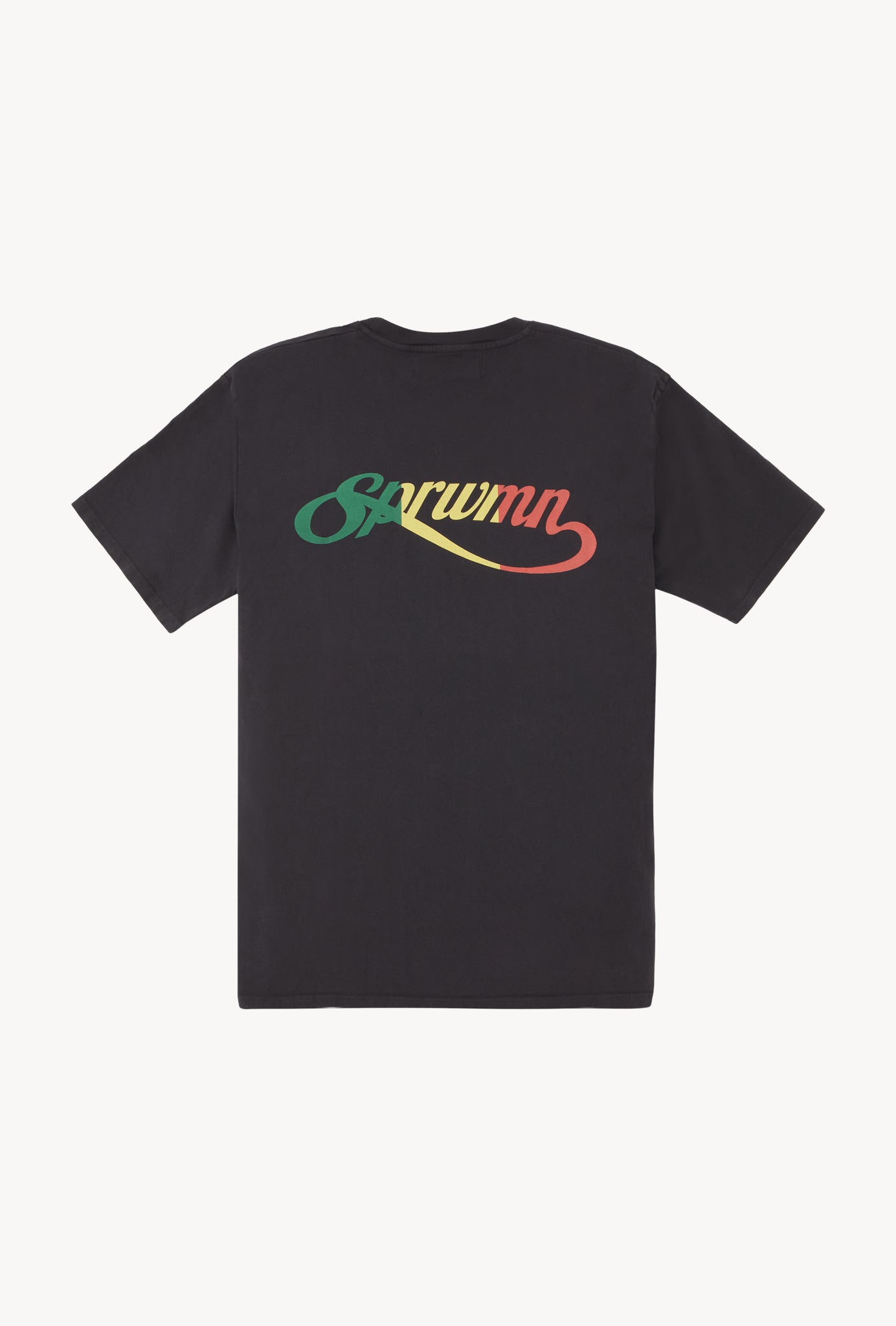 Faded Black Cotton Script Logo Tee