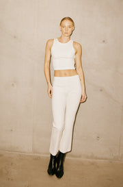 White Ankle Flare W/ Pintucks