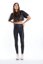 Black, Tan Snake Stripe Ankle Legging SPRWMN, Front