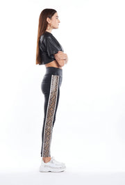 Black, Tan Snake Stripe Ankle Legging SPRWMN, Side