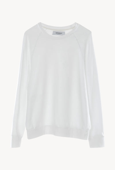 White Cotton Jersey Raglan Sweater