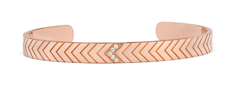 18K Rose Gold Diamond Chevron Cuff
