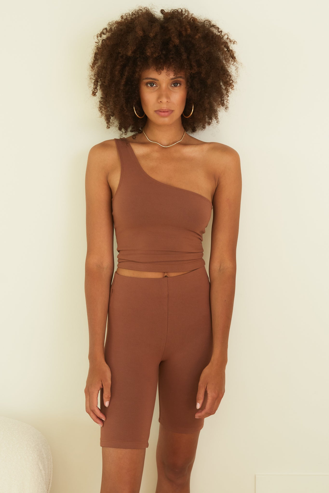 Cinnamon City Jersey One Shoulder Top