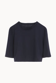 Vintage Black Cotton Structured Crop Tee