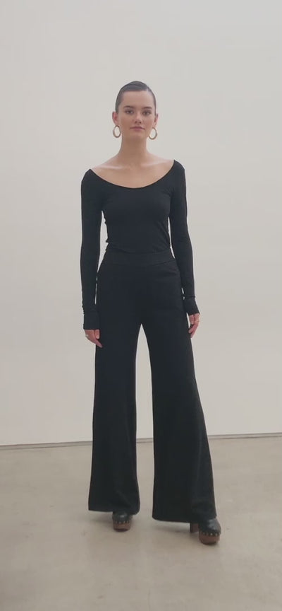 Black Long Sleeve Ballet Top