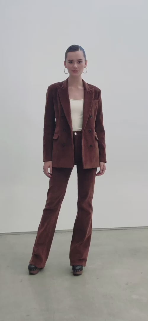 Dark Cognac Corduroy Micro Flare Pants