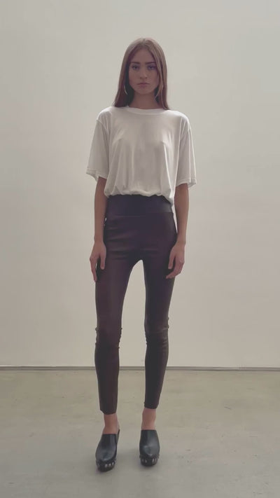 Loden Leather Ankle Leggings