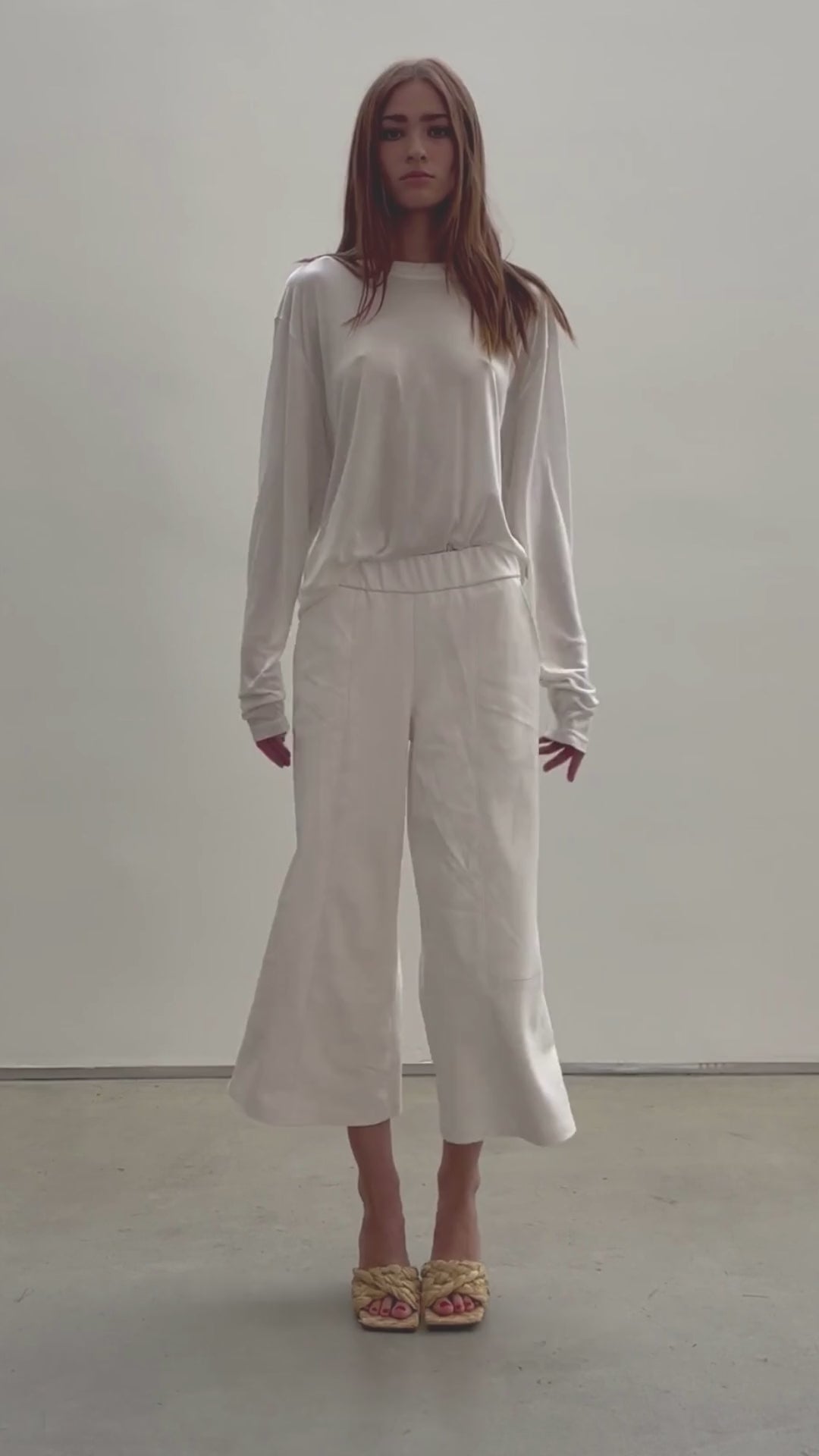 White Leather Culotte Pants