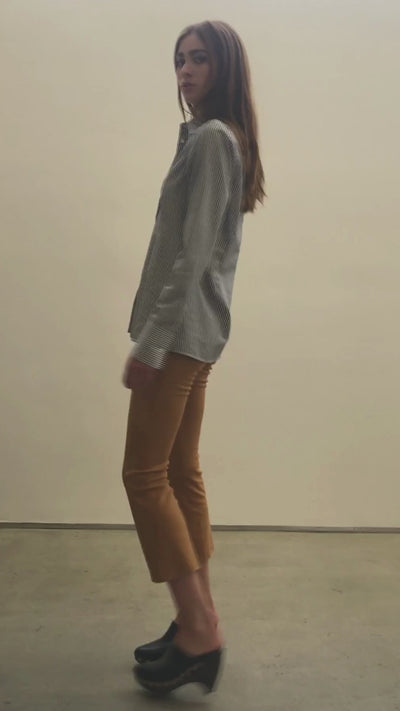 Camel Suede Crop Flare Leggings