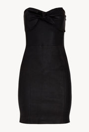 Black Leather Front Tie Dress