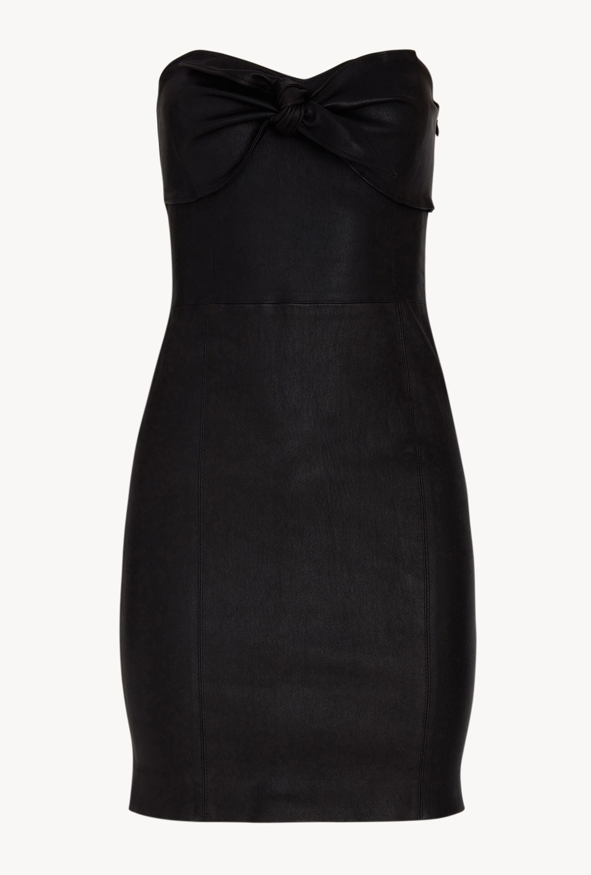 Black Leather Front Tie Dress