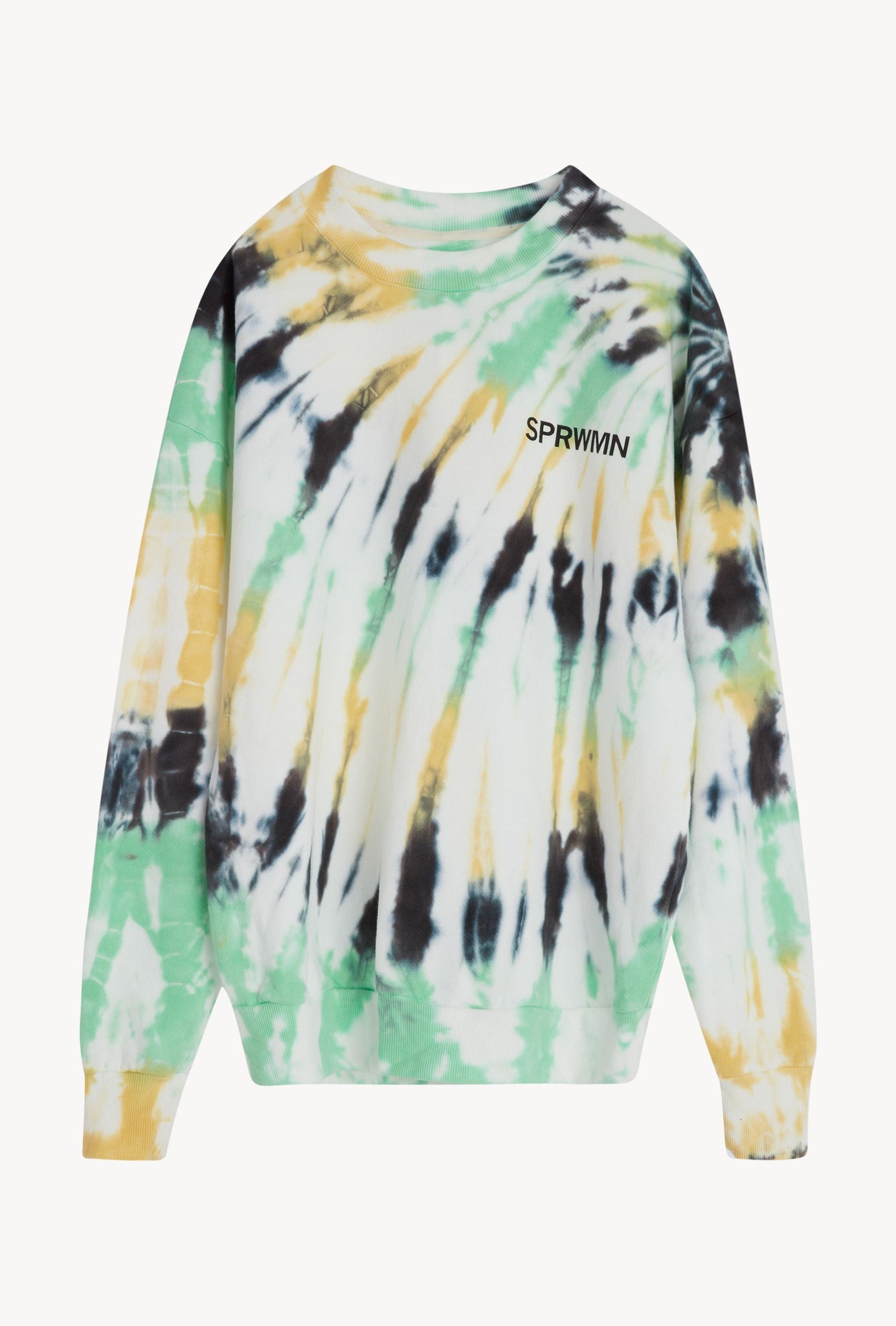 Faded Green Tie Dye Cotton Logo Sweatshirt