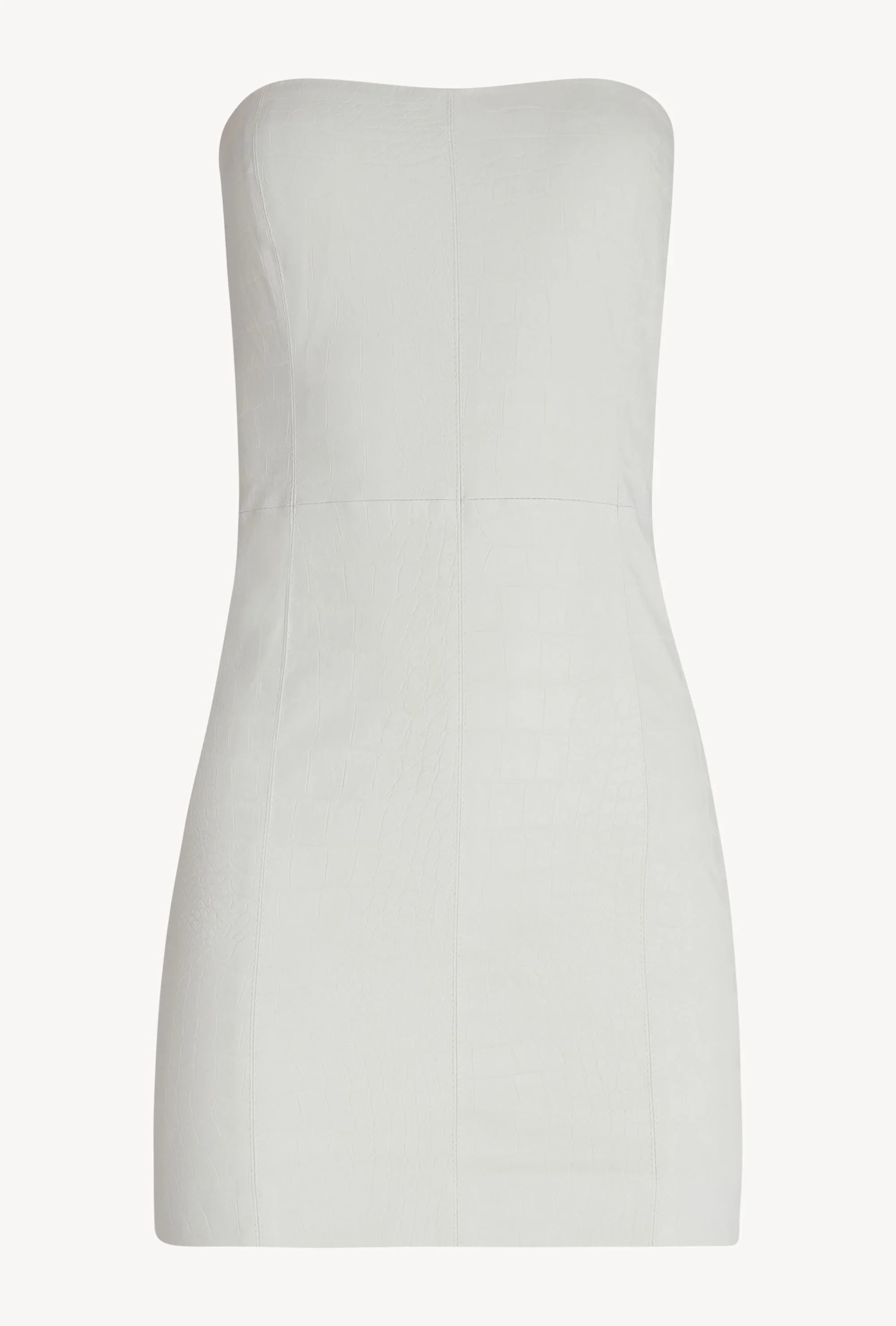 white leather strapless dress White Leather Strapless Dress