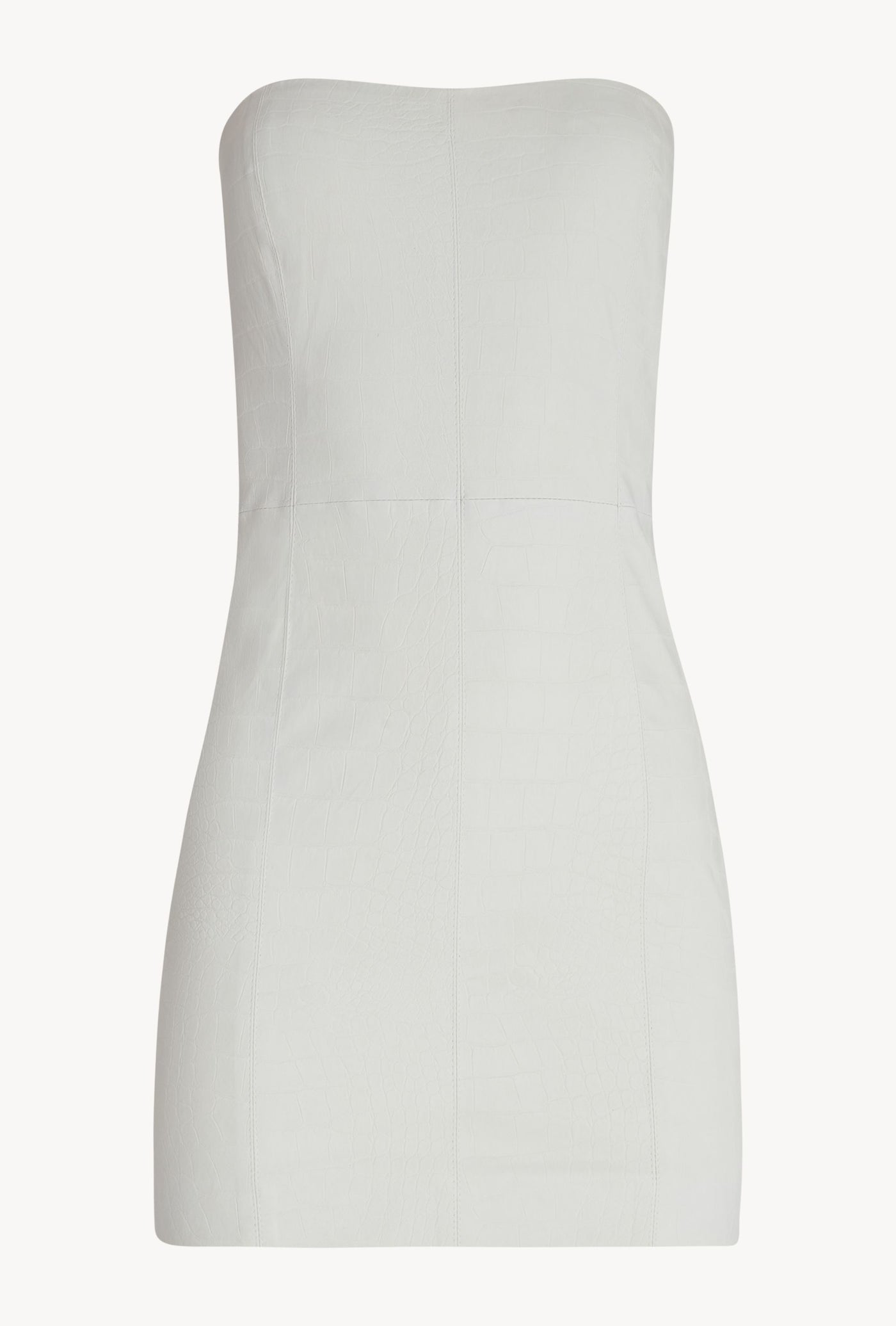 White Croc Embossed Leather Strapless Dress