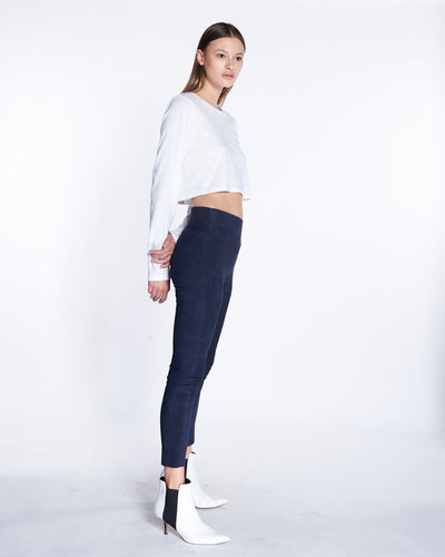 Capri Suede Legging in Navy, Side