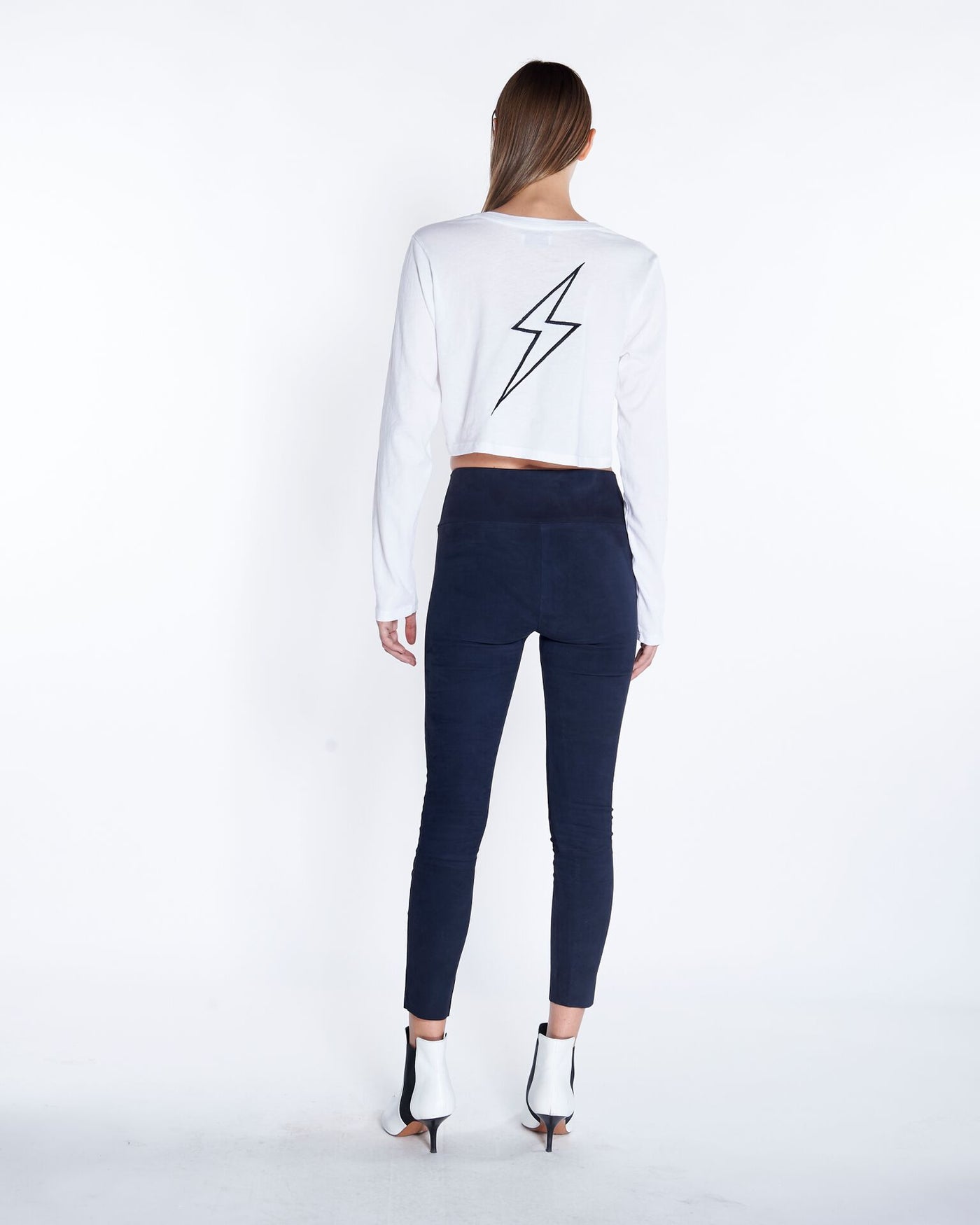 Capri Suede Legging in Navy, Back