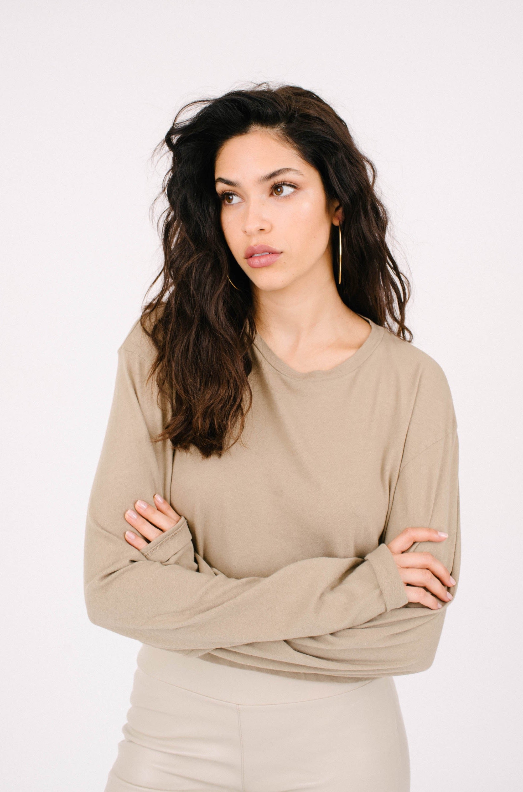 Cotton Cropped Long Sleeve Tee