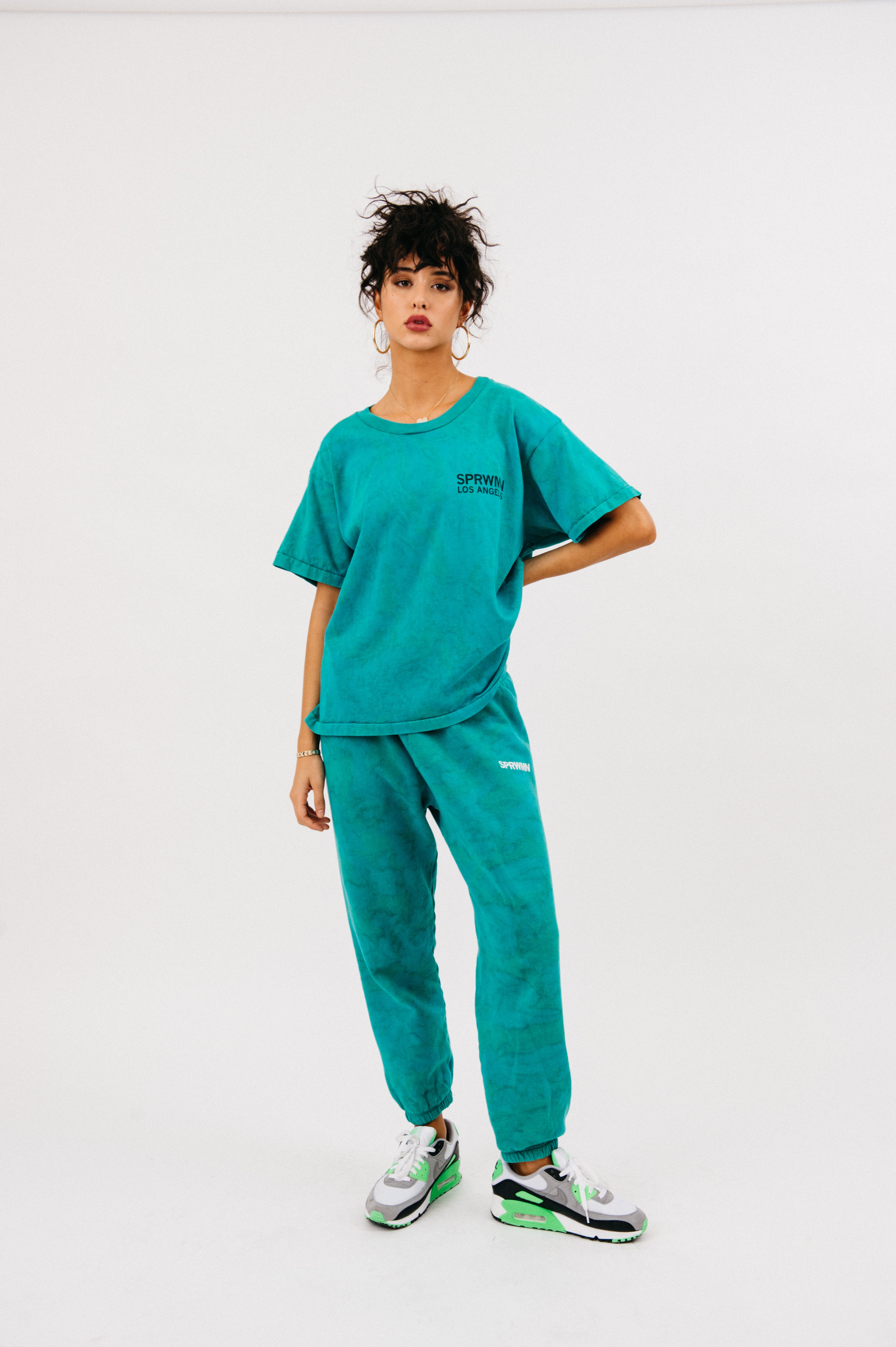 Kelp Marble Cotton Oversized Logo Tee