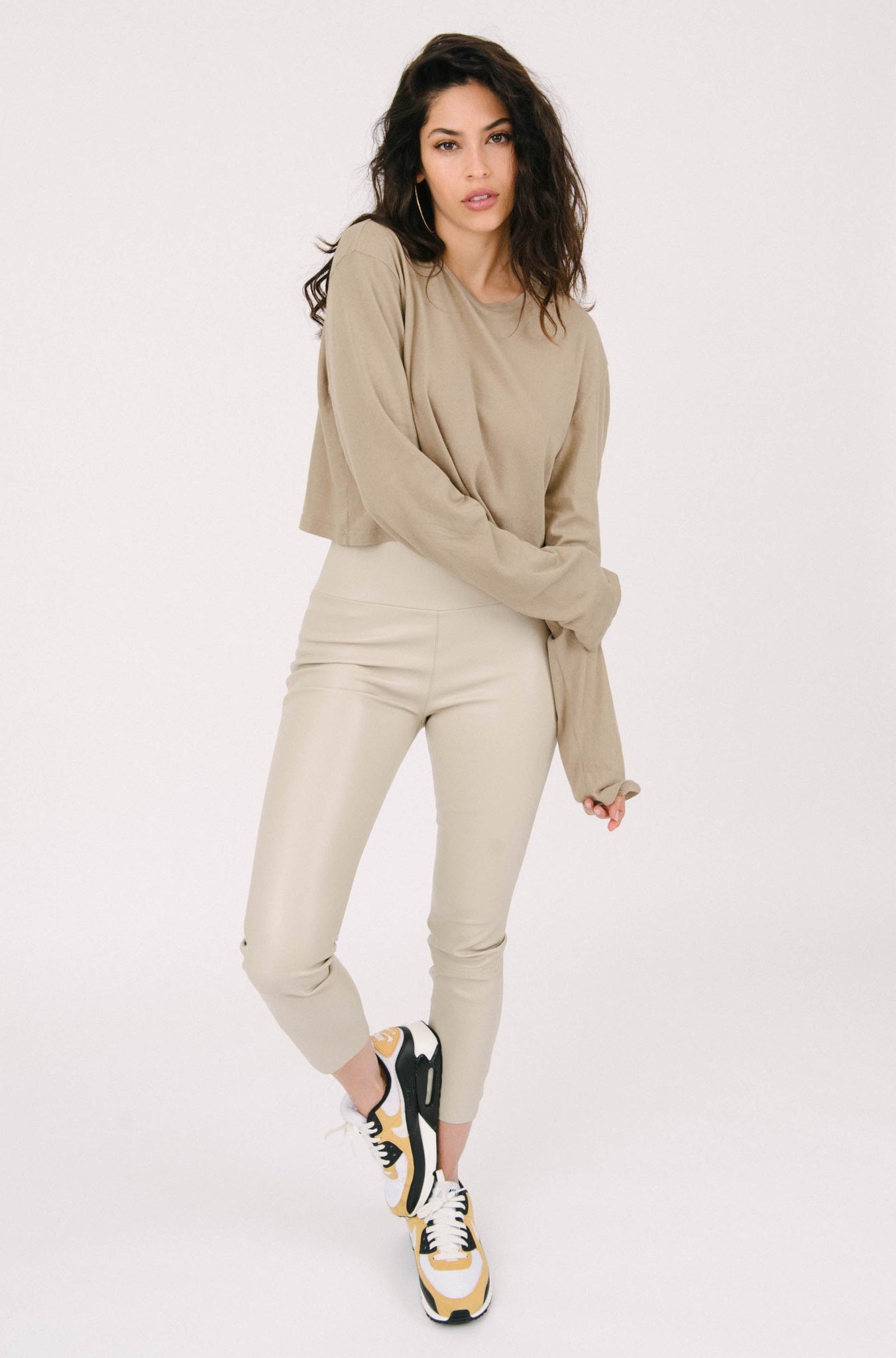 Cotton Cropped Long Sleeve Tee